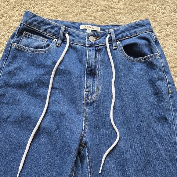 Pacsun blue jeans distressed jogger draw string womens 28 - Picture 5 of 10